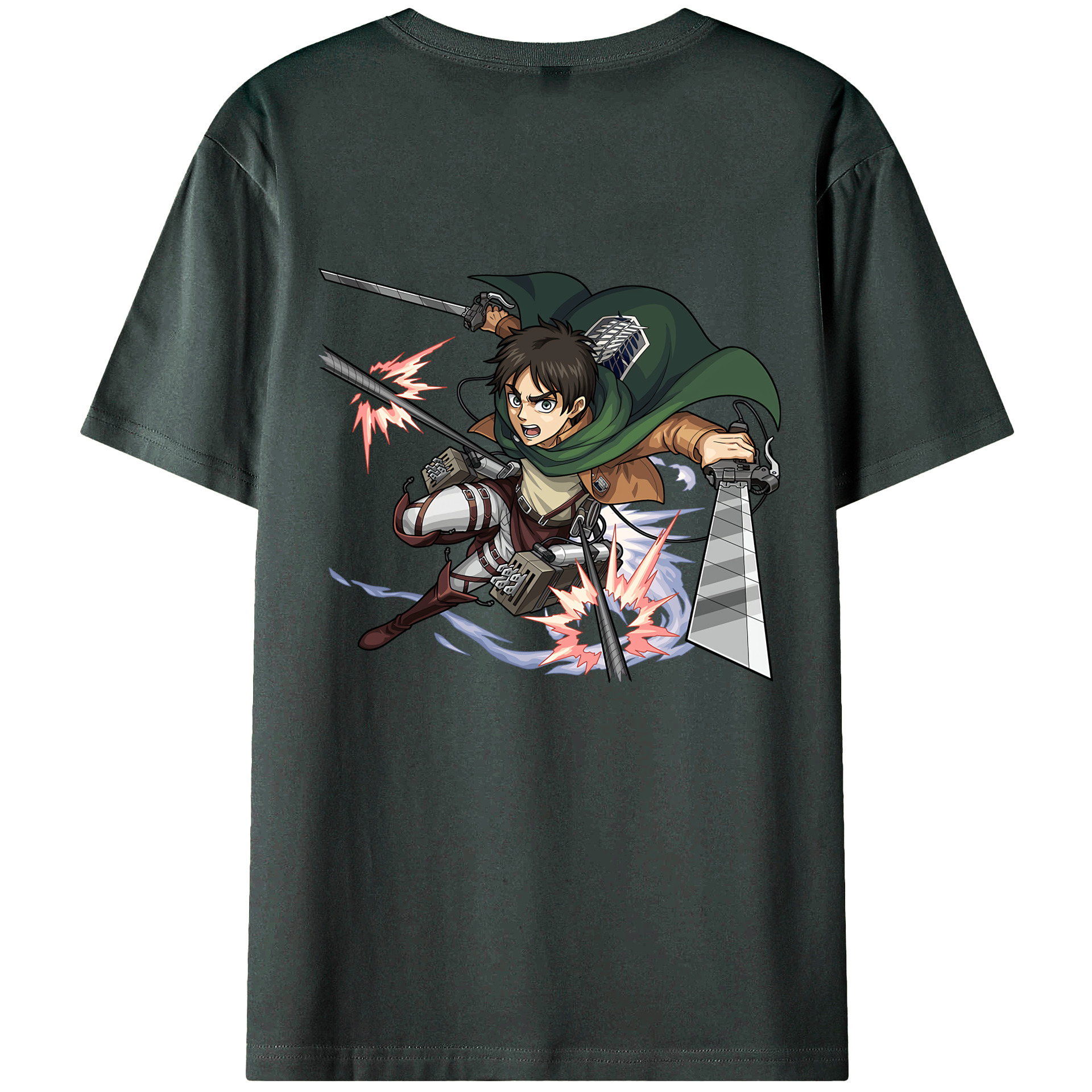（画像用） 進撃の巨人 エレン･イェーガー Attack on Titan Eren Jäger 綿100％ メンズ半袖Tシャツ（バックプリント） 通気性